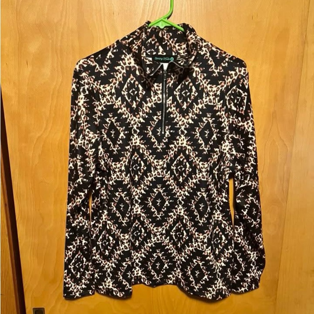 NWT Sterling Kreek Leopard Aztec half zip pullover sz XS